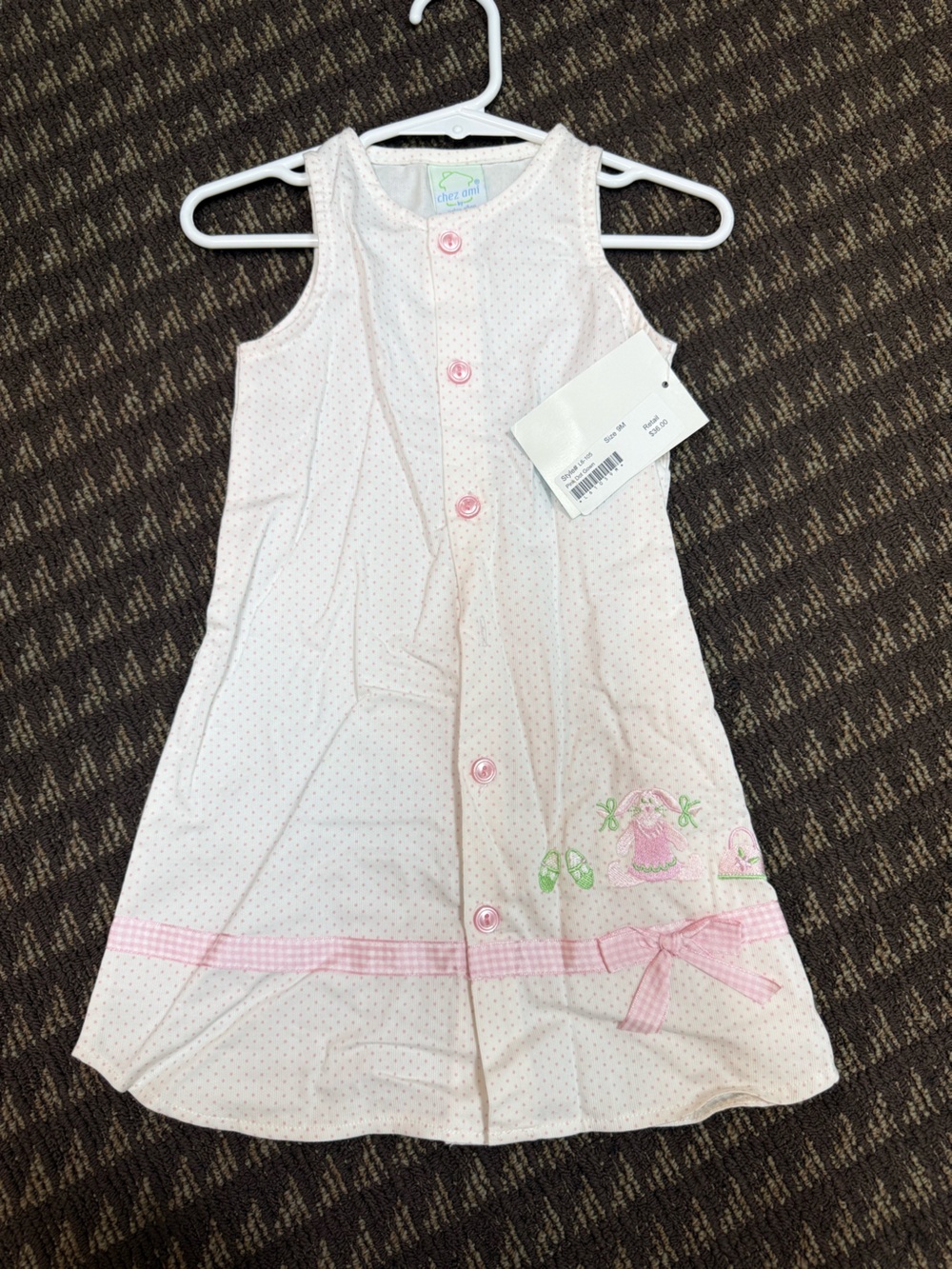 Kids Pink Polka Dot Sleeveless Pajama Romper with Embroidered Flowers